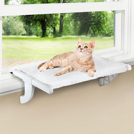 Window Sill Mount Cat Perch for Indoor Cats, One-Step Sliding Clamping Slot by Zoratoo