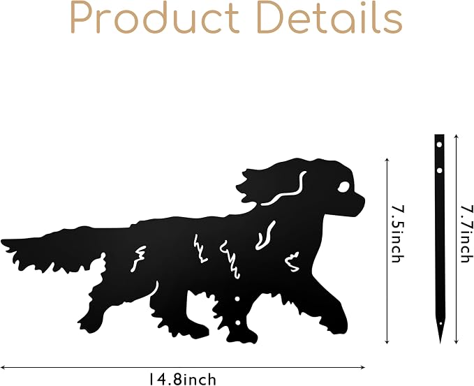 Running Cavalier King Charles Spaniel Garden Statue Gift – Rustproof Metal - Image 2
