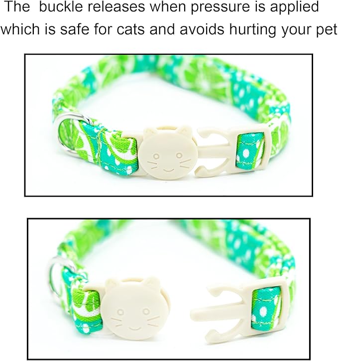 Cat Collar-2 Pack Cute Cat Collars Peach & Lemon Print Breakaway - Image 3