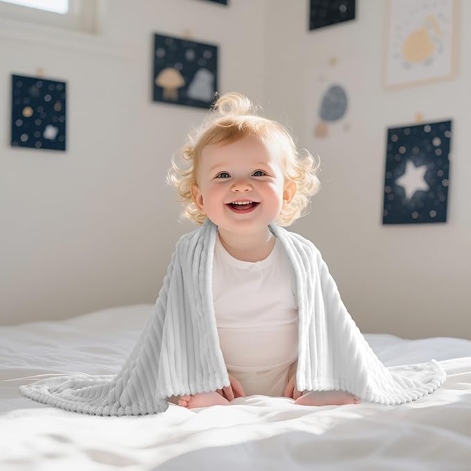 Soft Fleece Baby Blanket Ultra Cozy Grey Baby Blankets - Image 8