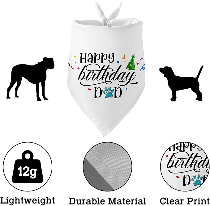 Happy Birthday Dad Black Dog Bandana Pet Scarf Accessories Funny Cute Puppy - Image 3