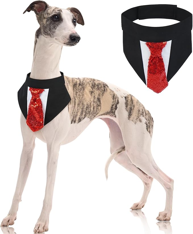 FUAMEY Dog Tie Bandanas, Formal Dogs Wedding Tuxedo Attire Puppy Collar by FUAMEY