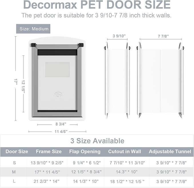 Steel Dog Door for Wall, Energy Efficient Pet Door, Telescoping Tunnel and - Image 4