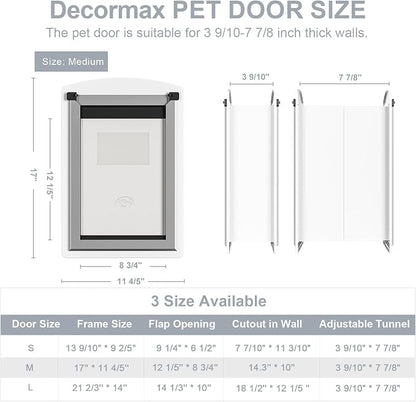 Steel Dog Door for Wall, Energy Efficient Pet Door, Telescoping Tunnel and - Image 4