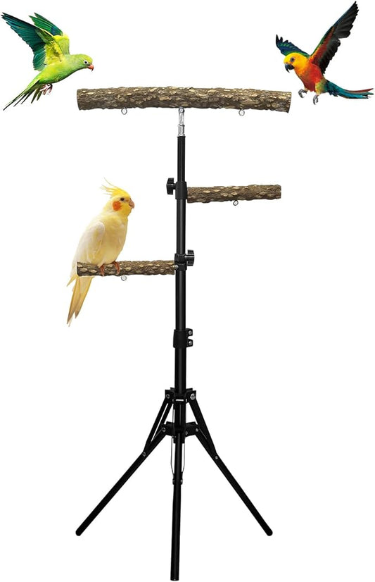 3-Layer 16-63 Inch Height Adjustable Bird Perch Pepper Wood Birds Training by Unknown