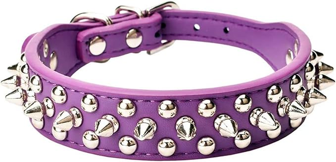 Spiked Dog Collar Soft Pu Leather Mushrooms Rivet Spike Studded Puppy by Unknown