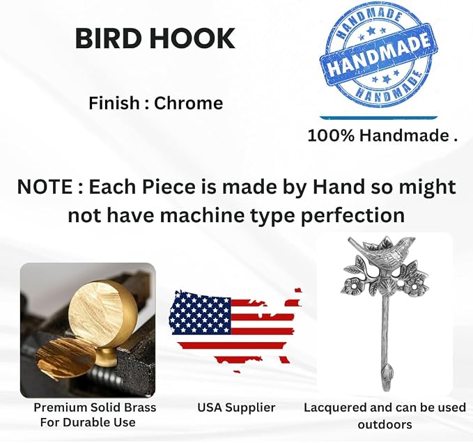 Solid Brass Bird Antique Towel Hook Bathroom Accessories Retro Bathroom - Image 4