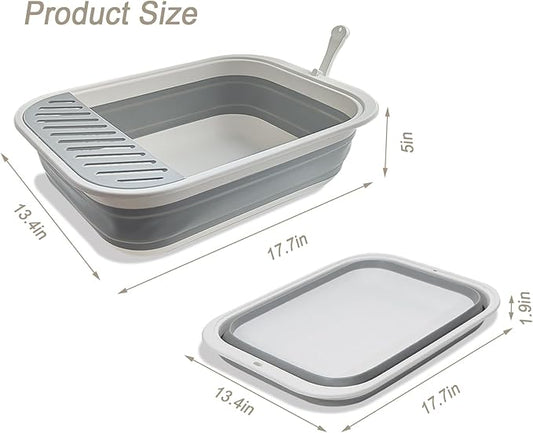 Senior Cat Litter Boxes, Collapsible Open Low Entry Cat Litter Pan - Image 2