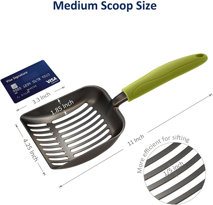 WePet Cat Litter Scoop, Non-Stick Plated Aluminum Alloy Sifter, Kitty Durable - Image 3
