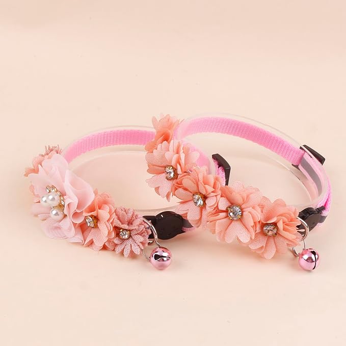 2 Pack Cat Collar Pink Floral - Image 4
