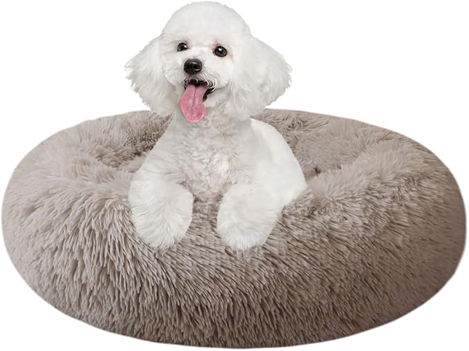 Dog Bed for Small Medium Large Dogs Cats, 20 inch Calming Washable-Round Cozy by Nisrada