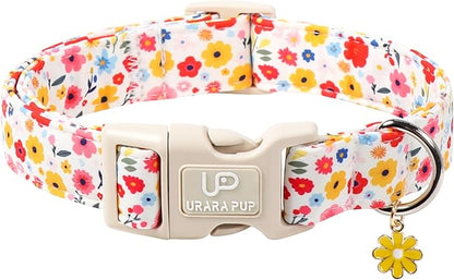 Floral Dog Collar, UP URARA PUP Colorful Floral Adjustable Pet Collar by UPURARAPUP