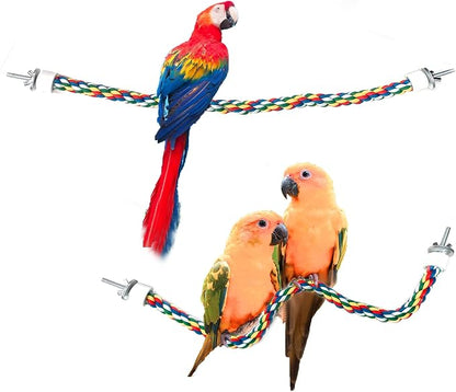 2PCS Bird Rope Perches, Colorful Cotton Parrot Toys Comfy Perch - Image 5