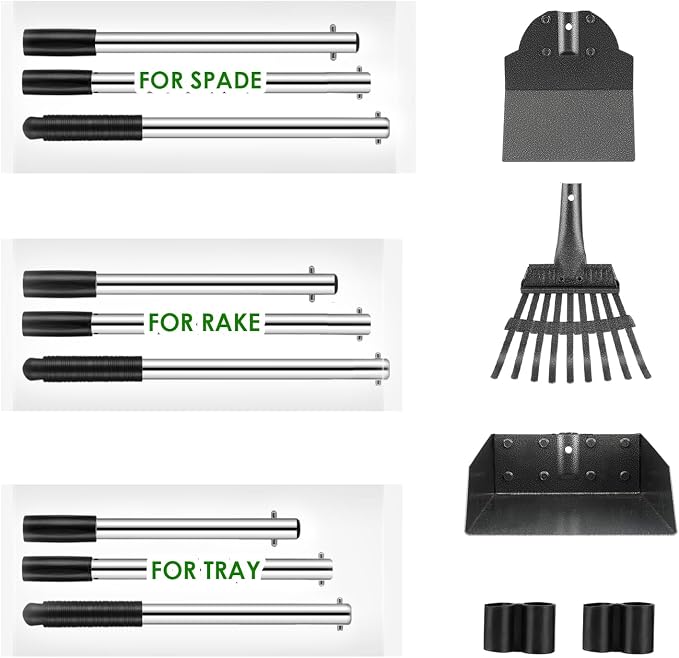 Pooper Scooper, Long Handle Dog Pooper Scooper, Heavy Duty Stainless Steel Rake - Image 6