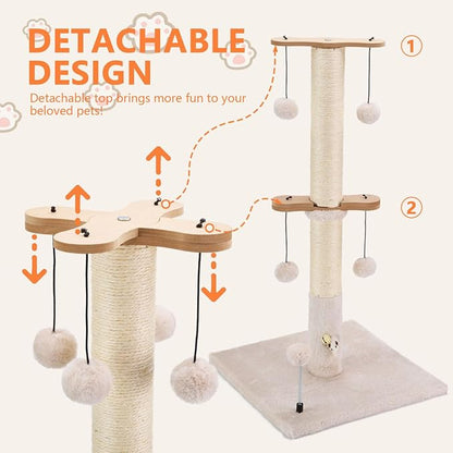 PAWSFANS Cat Scratching Post for Indoor Cats and Kittens, 30inches Tall Sisal - Image 7