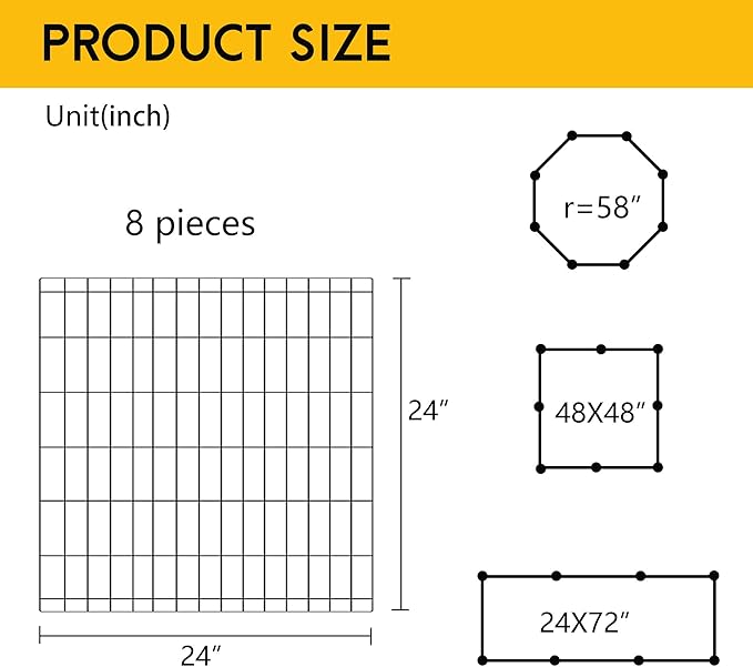 FDW 24 Inch Dog Pen 8 Panel Dog Playpen Indoor Outdoor Metal Puppy Pet Fence - Image 7