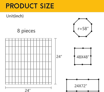 FDW 24 Inch Dog Pen 8 Panel Dog Playpen Indoor Outdoor Metal Puppy Pet Fence - Image 7