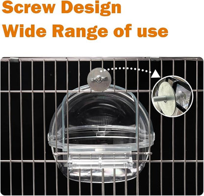 Bird Bath Box for Cage, Parrot Hanging Planet Bathtub No-Leakage Transparent - Image 5
