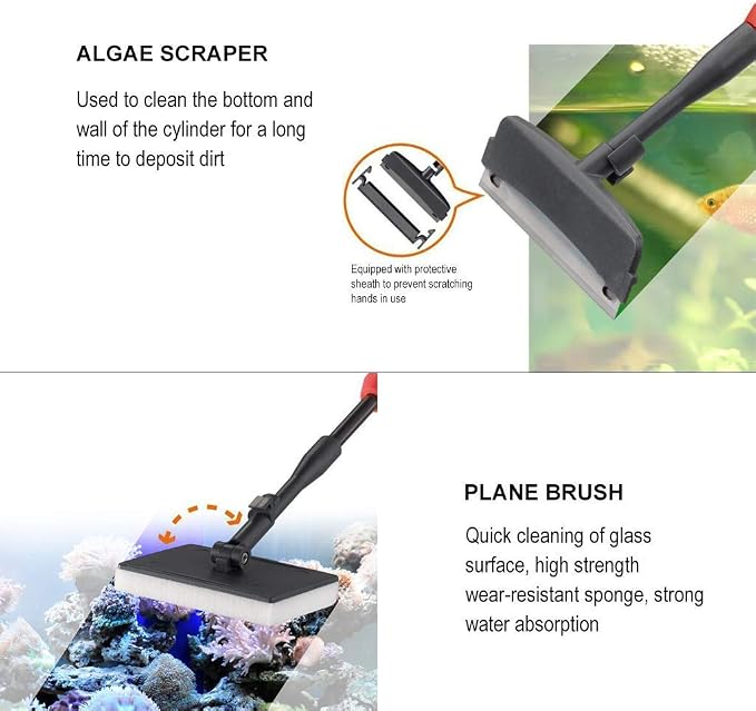 UPETTOOLS Aquarium Clean Tool 6 in 1 Fish Tank Cleaning Kit Algae Scraper - Image 6