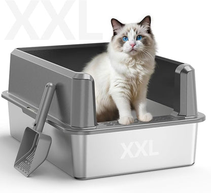 Enclosed Stainless Steel Cat Litter Box by CatLitterBox
