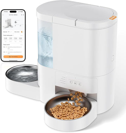 Automatic Cat Feeder and Water, 5G WiFi App Control Cat Food Dispenser by DUDUPET