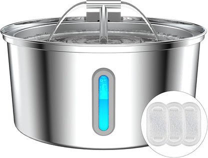 Cat Water Fountain Stainless Steel, 0.8gal/108oz Pet Water Fountain, 3 by Lawfery