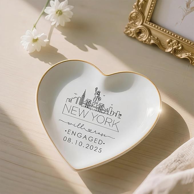 Custom City Skyline Engaged Ring Dish, Engagement Ring Holder, Custom Wedding - Image 5