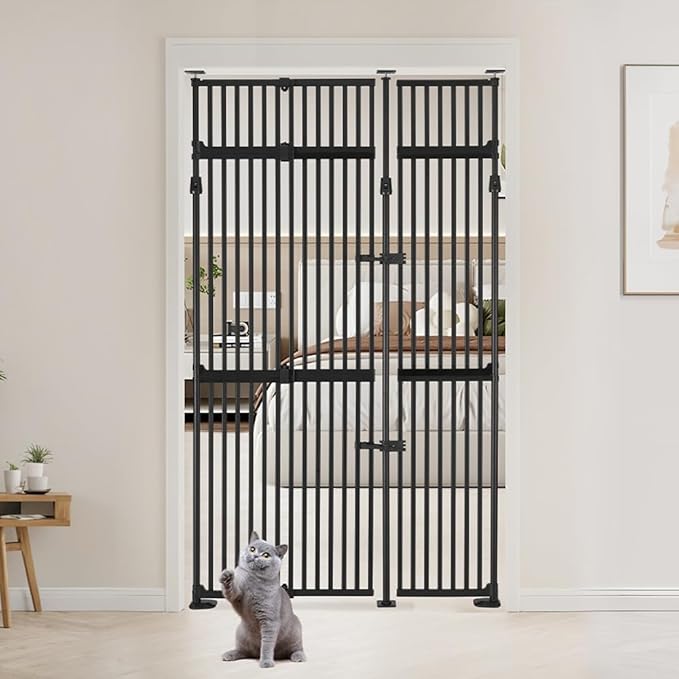 unipaws 86" High Extra Tall Cat Gate, Auto Closing and No Drilling Safety Gate by unipaws