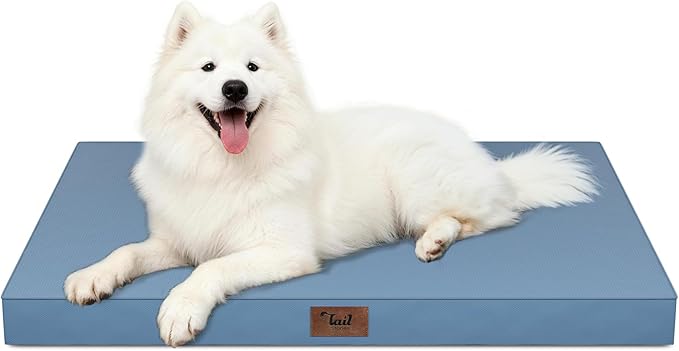 Outdoor Large Washable Dog Bed, Orthopedic Egg Crate Foam Dog Crate Mat by TailStories