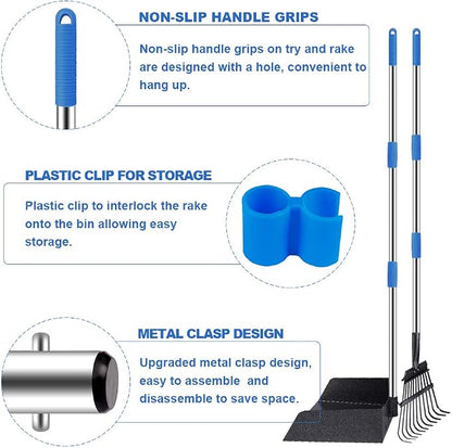 QiMH Upgraded Dog Pooper Scooper Extra Large, Adjustable Long Handle Stainless - Image 4