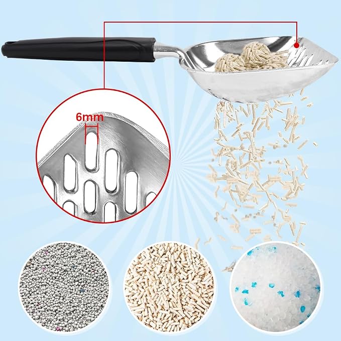 Cat Litter Scoop, Mesh Shovel, Stainless Steel Metal Scoop, Poop Sifting - Image 3