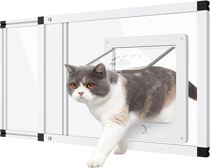 Sliding Cat Door for Window, Fits 22"-28.5" Width Window, 2-Min Install | by Yoochee