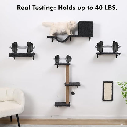 5-in-1 Cat Wall Shelves, Perch & Lounge - Image 4