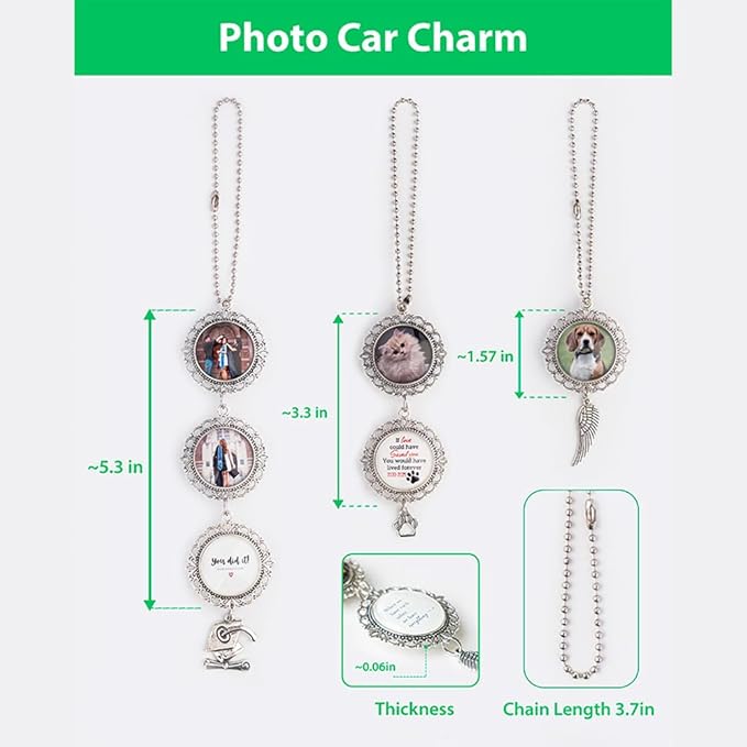 Custom Pet Photo Car Charm, Personalized Pet Memorial Rearview Charm, Paw - Image 6