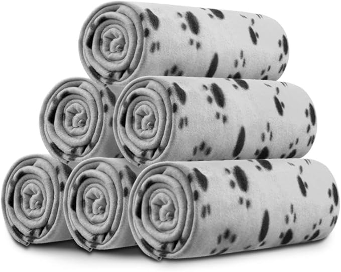 Comsmart Dog Blankets for Small Dogs, 6 Pack Puppy Blanket Cute Paw Print Pet by Comsmart