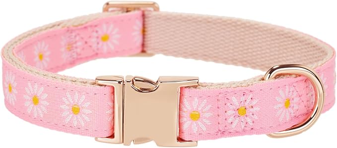 Woven Dog Collar with Metal Buckle Adjustable Jacquard Retro Dog Collars by YUDOTE