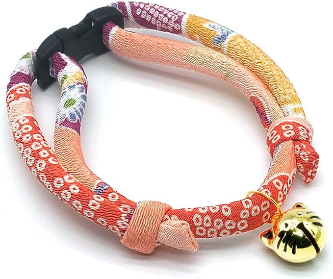PetSoKoo Cat Collar with Kitty Face Bell. Cute Japan Chirimen Kitten Collar. - Image 2