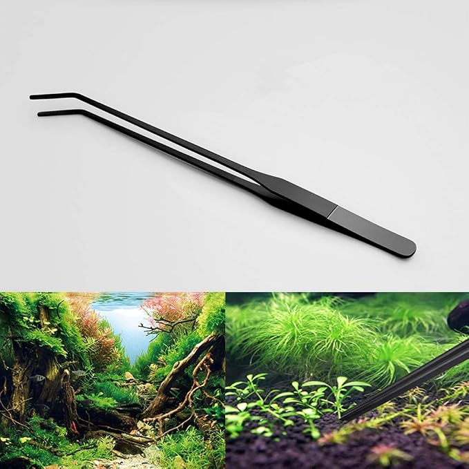 15 inch Black Curved Aquarium Tweezers Stainless Steel Curved Tweezer - Image 6