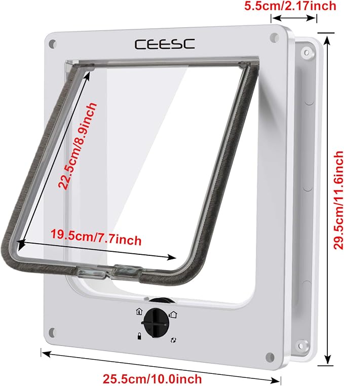 CEESC Extra Large Cat Door, Rotary 4 Way Locking Cat Door - Image 3