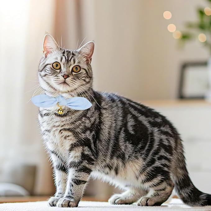 Bunny Ear Cat Collar with Bell and Bow Tie, Breakaway Cute Bowtie Kitten Collars - Image 4