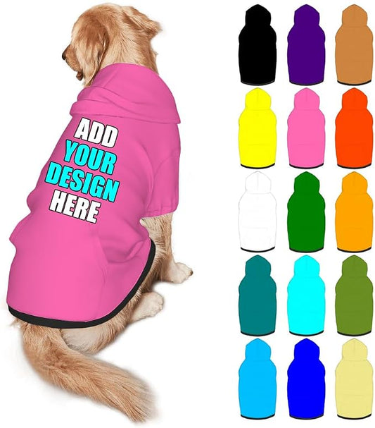 Custom Dog Hoodie Personalized Photo Text Logo Name Dog Clothes, Soft & Warm by Mynvzrk