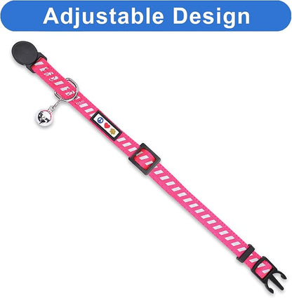 Pawtitas Personalized Pink Reflective Cat Collar – Adjustable Custom Collar - Image 4