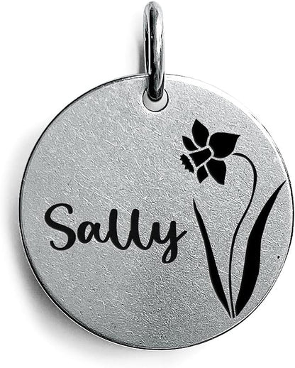 Cats Dogs ID Tags Personalized Engraving Birth Flowers Pattern by Acatinthetree