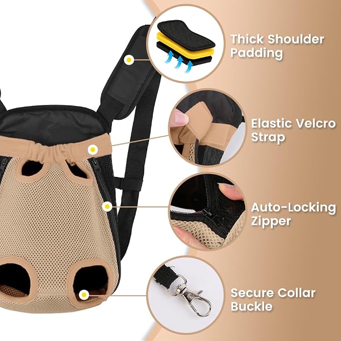 Dog Backpack Carrier, Adjustable Pet Front Carriers, Legs Out Carrying Sling - Image 5