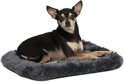 MidWest Homes for Pets QuietTime XXS Dog Bed – Gray Faux Fur Bolster, by MidWestHomesForPets