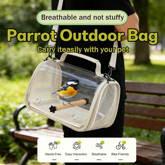 Hands Free Small Pet Cage with Breathable Mesh Windows Parrot Backpack - Image 4