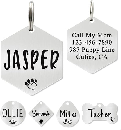 Ultra Joys Custom Personalized Hexagon Dog ID Tag by UltraJoys