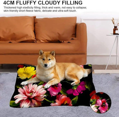 Pink Flowers Pet Sleeping Pad Cat Cushion Pad Pet Beds - Image 2