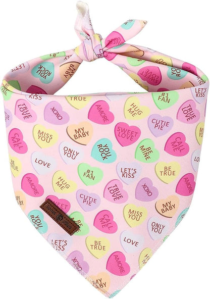 Lionet Paws Valentine's Day Dog Bandana Washable Cotton Beige Handkerchief by lionetpaws