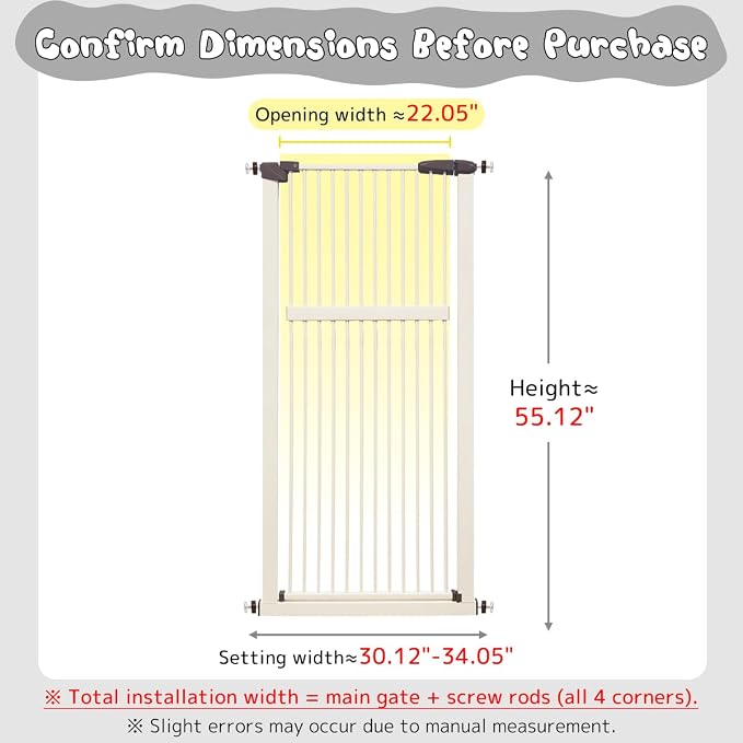 Lumizone Extra Tall Pet Gate 55.12" High Pressure Mounted 30.12"-34.05" Extra - Image 2